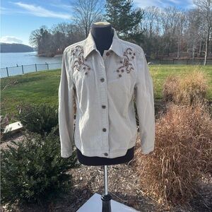 🤍 Susan Bristol Embroidered Beaded Jacket | Size L | Boho Neutral Layer 🤍